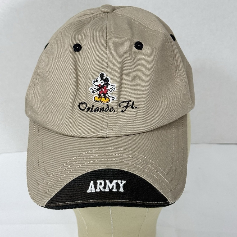 VTG Disney Mickey Mouse Orlando Army Hat Cap Adjustable Adult 100% Cotton Gear